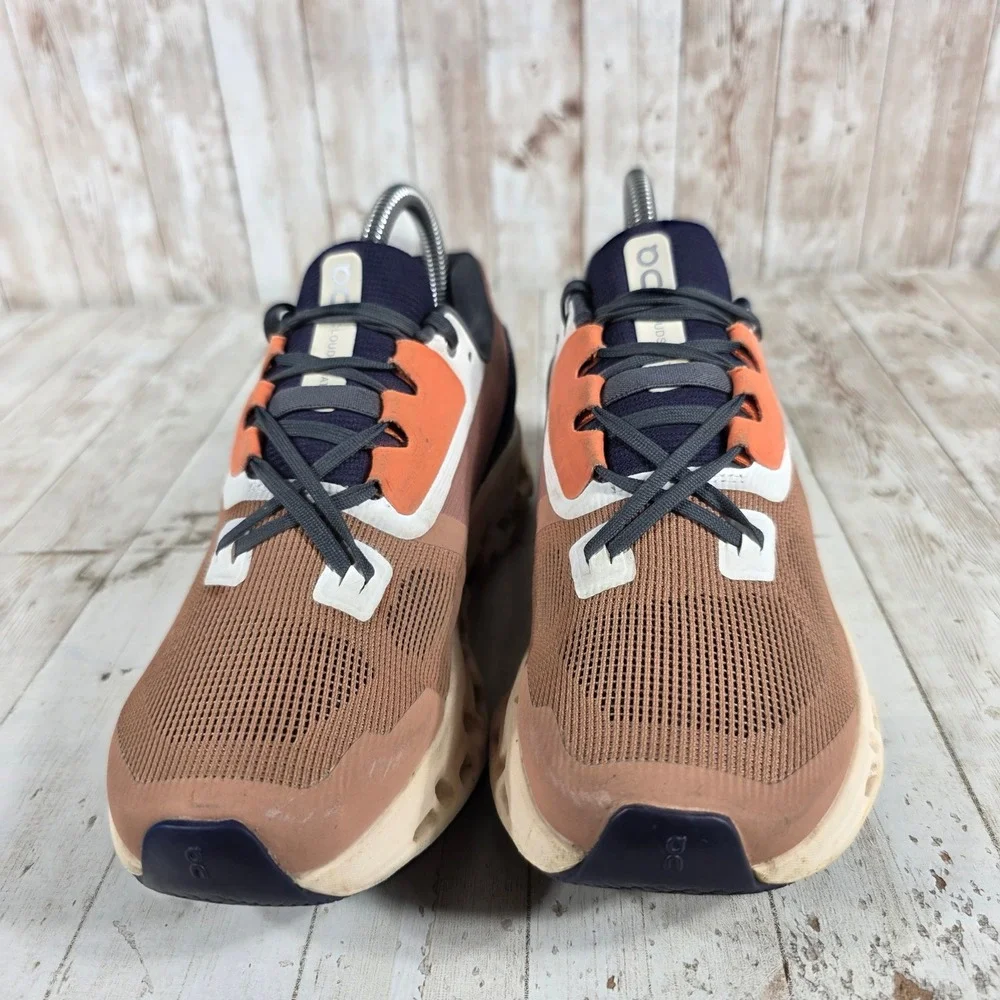 On Running Cloudstratus Womens 7 Brown Orange Navy Blue Mesh Sneakers 39.98657 - Picture 2 of 8
